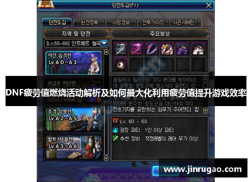 DNF疲劳值燃烧活动解析及如何最大化利用疲劳值提升游戏效率